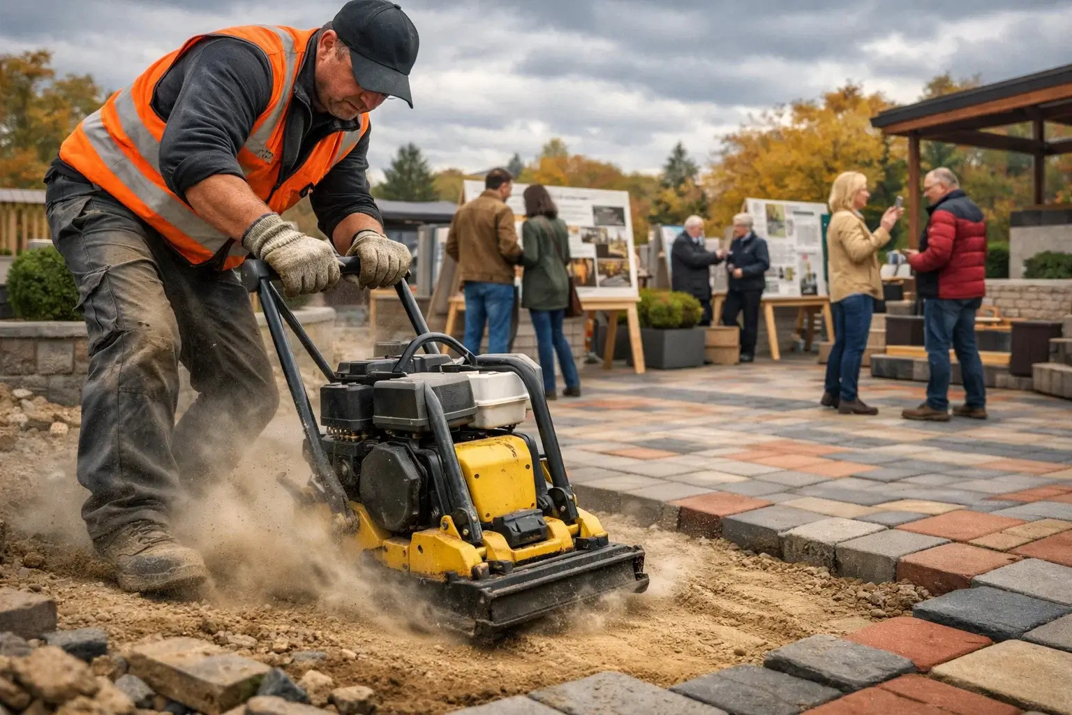 outdoor exhibition on paved square