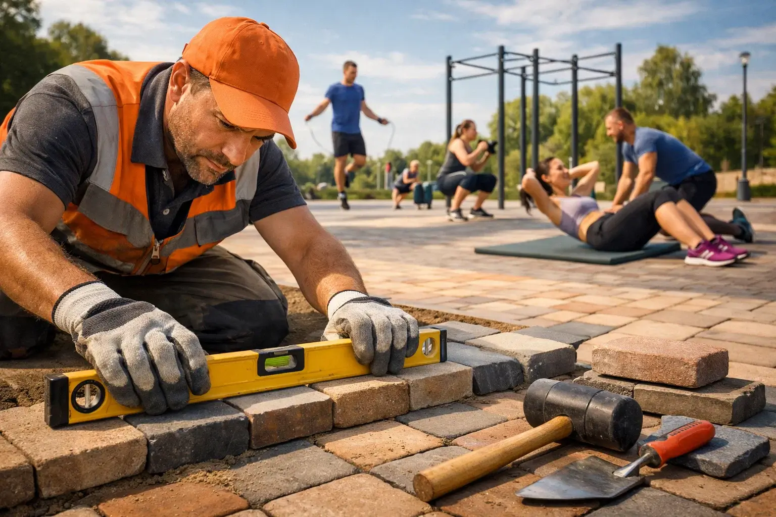 outdoor training on paved площадке
